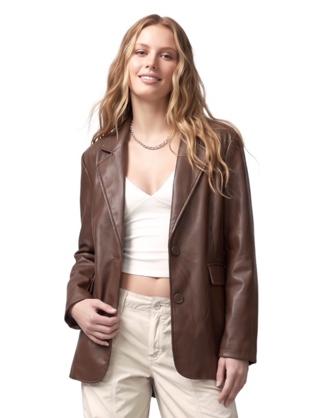 UO Jules Oversized Faux Leather Blazer Jacket